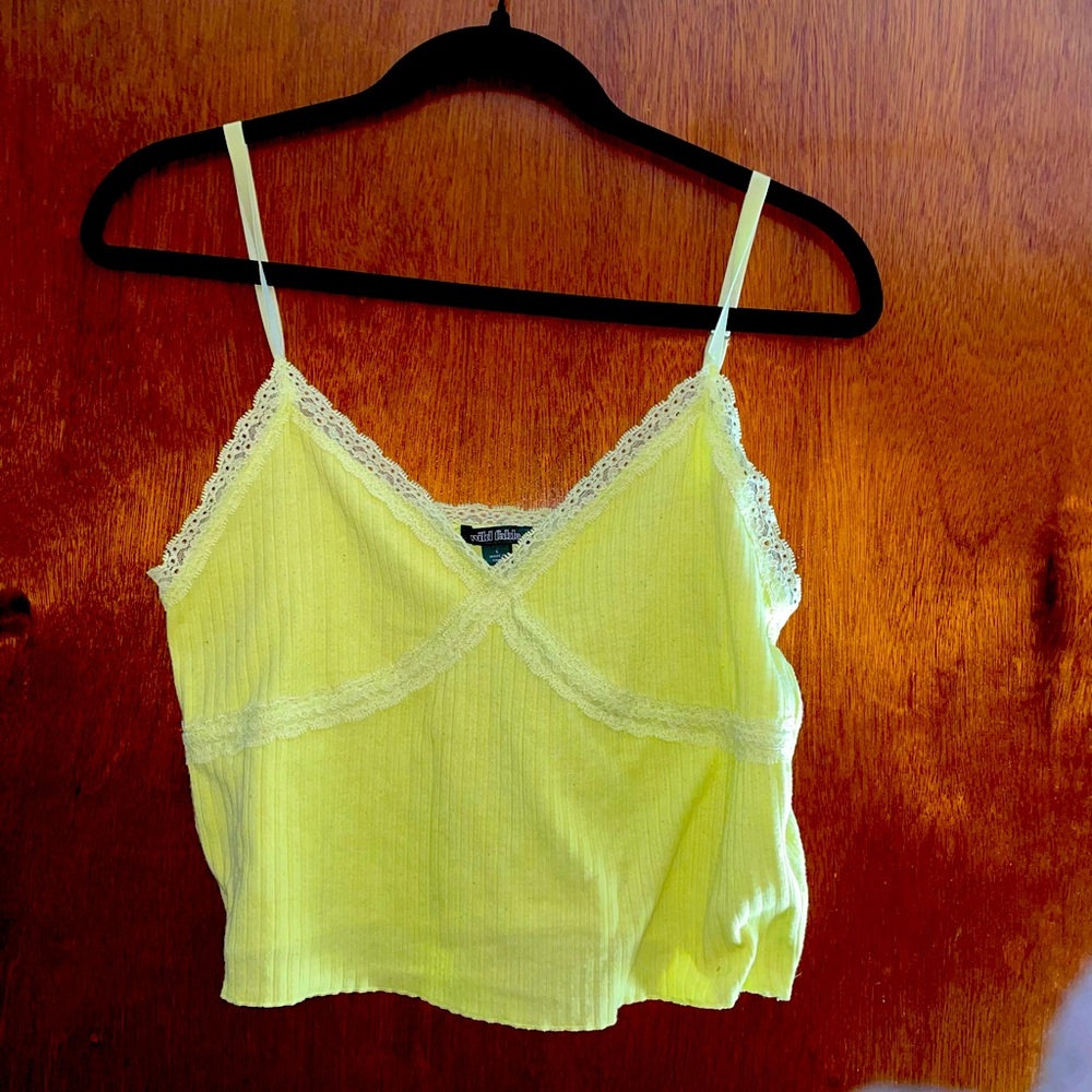 Neon green spaghetti crop top size large